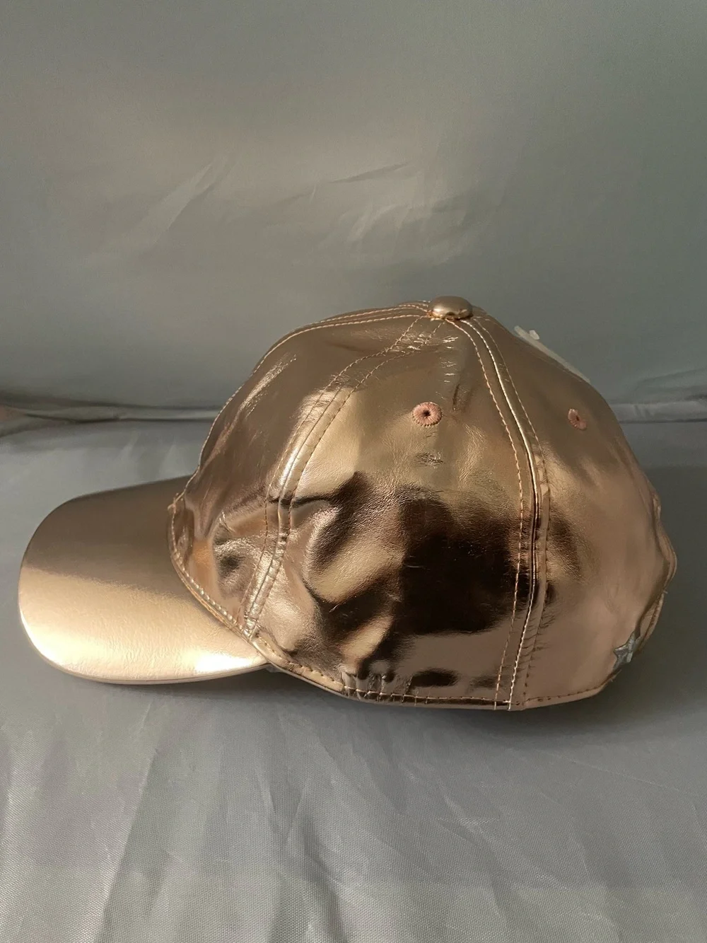 Gymboree Rose Gold Metallic Baseball Cap Hat Faux Leather Girls